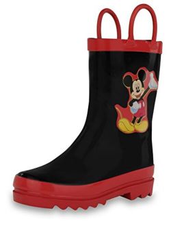 Kids Boys' Mickey Mouse Character Printed Waterproof Easy-On Rubber Rain Boots (Toddler/Little Kids)