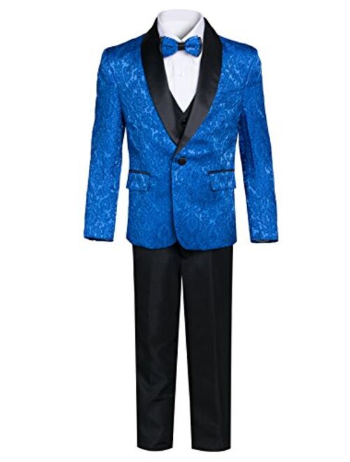 Boys Premium Paisley Patterned and Solid Shawl Lapel Tuxedos - Many Colors