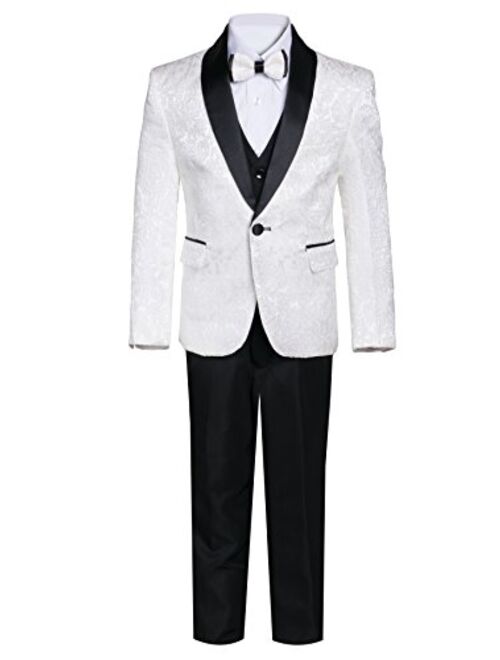 Boys Premium Paisley Patterned and Solid Shawl Lapel Tuxedos - Many Colors