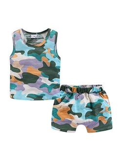 Mud Kingdom Little Boys Holiday Outfits Summer Tank Tops and Shorts