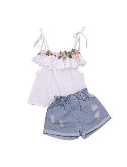 Toddler Baby Girl Sleeveless Tops Plaid Button Summer Shorts Set Clothes Outfits