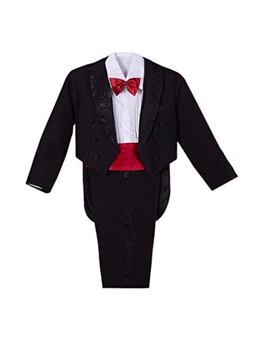 Dressy Daisy Boys' Classic Tuxedo w/Tail 5 Pcs Set Formal Suits Wedding Outfit 001