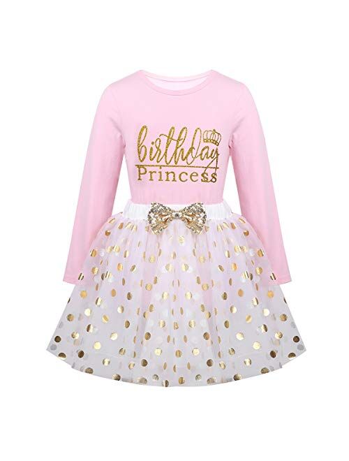 CHICTRY Toddler Little Girls Fancy Sequin Polka Dots Birthday Outfit Racer-Back Shirt with Mesh Tutu Skirt Set