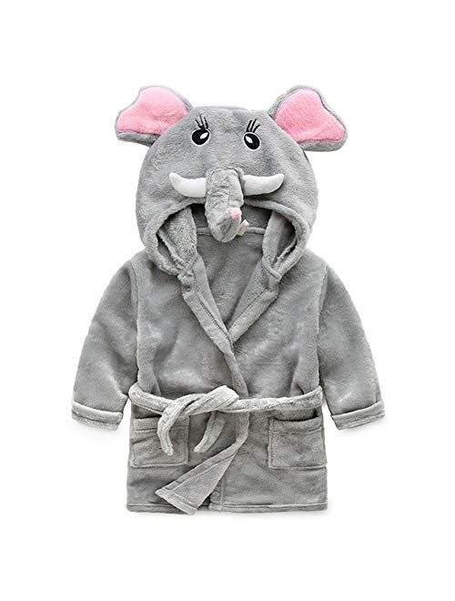 Baby Boys Robe Animal Coral Fleece Bathrobe Unisex Kids Hooded Sleepwear Pjs