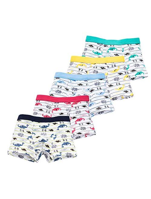 CHUNG Toddler Little Boys Underwear Soft Modal+ Cotton Boxer Briefs Pack of 5/10 Dinosaur 2-9Y