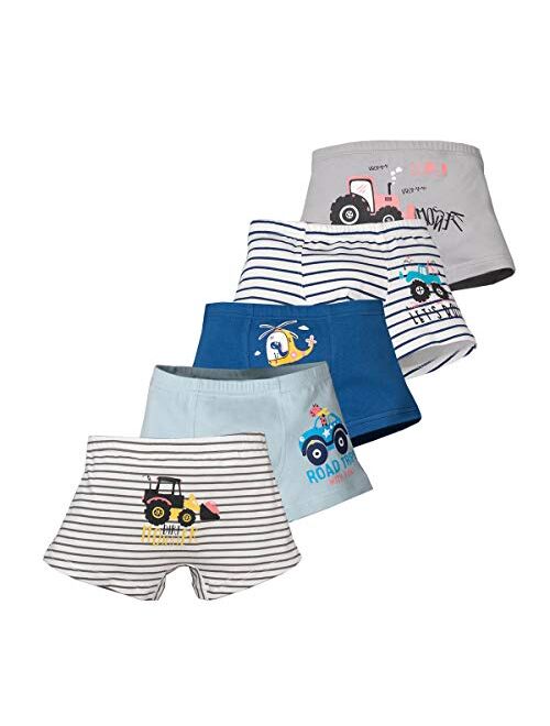 CHUNG Toddler Little Boys Underwear Soft Modal+ Cotton Boxer Briefs Pack of 5/10 Dinosaur 2-9Y