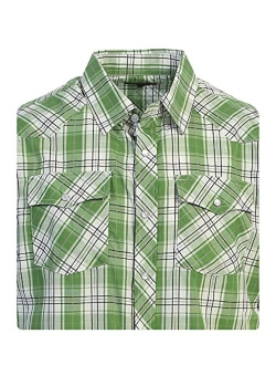 Boys Casual Western Plaid Long Sleeve Pearl Snaps Shirt