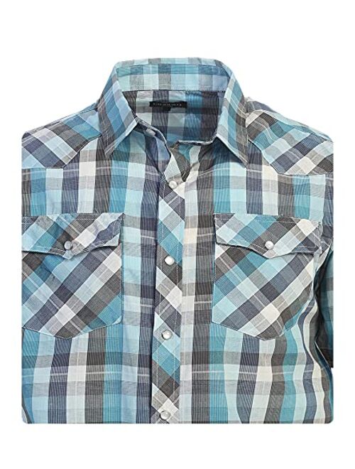 Gioberti Boys Casual Western Plaid Long Sleeve Pearl Snaps Shirt