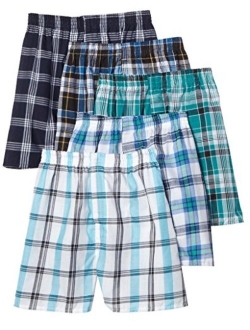 Boys' Woven Boxer, Exposed and Covered Waistband (Pack of 5)