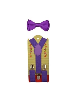 CUTE Baby Toddler Kids Children Boys Plain Elastic Suspender & Bow Tie Set