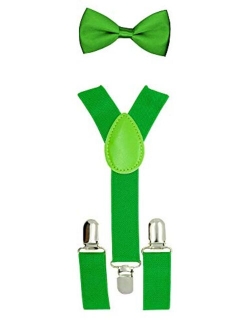 CUTE Baby Toddler Kids Children Boys Plain Elastic Suspender & Bow Tie Set