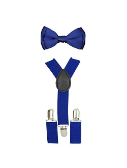 CUTE Baby Toddler Kids Children Boys Plain Elastic Suspender & Bow Tie Set