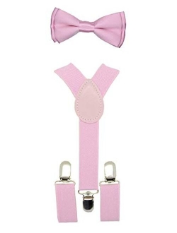 CUTE Baby Toddler Kids Children Boys Plain Elastic Suspender & Bow Tie Set