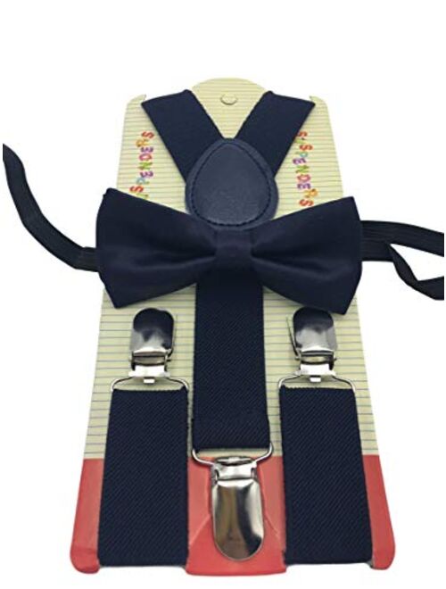 CUTE Baby Toddler Kids Children Boys Plain Elastic Suspender & Bow Tie Set