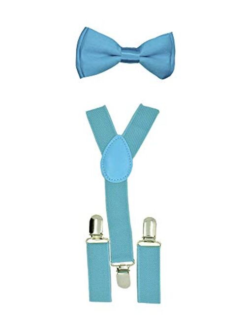 CUTE Baby Toddler Kids Children Boys Plain Elastic Suspender & Bow Tie Set