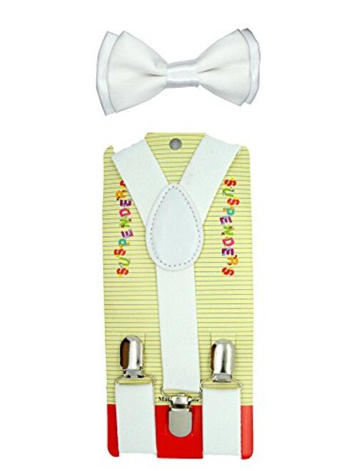 CUTE Baby Toddler Kids Children Boys Plain Elastic Suspender & Bow Tie Set