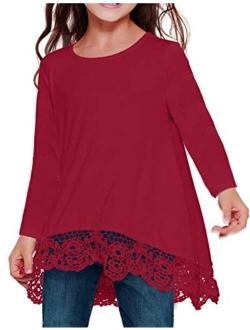 Girls Casual Tunic Tops Long Sleeve Loose Soft Blouse T-Shirt for 4-13 Years