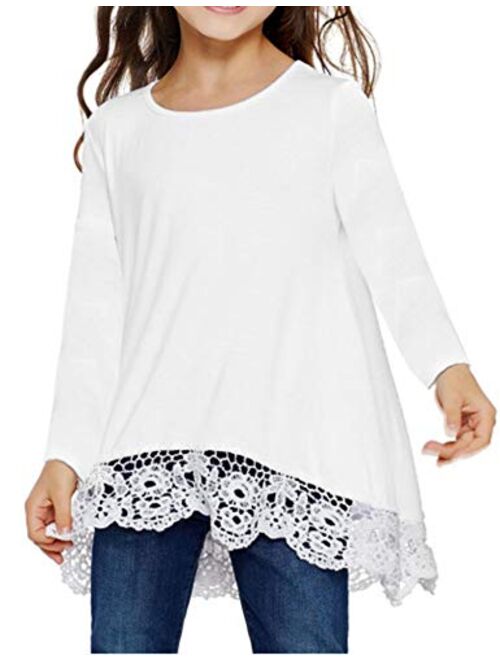 Arshiner Girls Casual Tunic Tops Long Sleeve Loose Soft Blouse T-Shirt for 4-13 Years