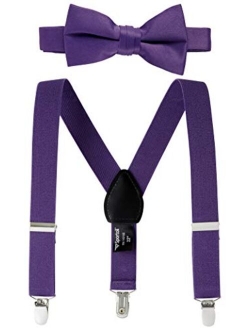 Suspenders for Kids Gift Set Wedding Tuxedo Genuine Leather Premium 1 Inch Suspender