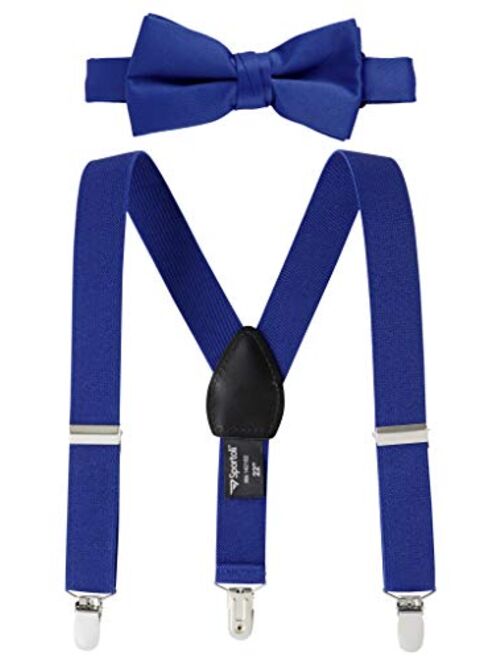 Suspenders for Kids Gift Set Wedding Tuxedo Genuine Leather Premium 1 Inch Suspender