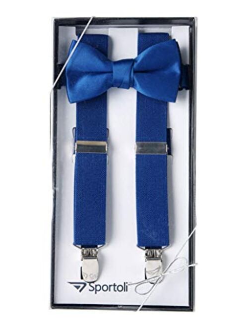 Suspenders for Kids Gift Set Wedding Tuxedo Genuine Leather Premium 1 Inch Suspender