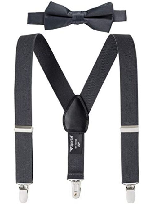 Suspenders for Kids Gift Set Wedding Tuxedo Genuine Leather Premium 1 Inch Suspender