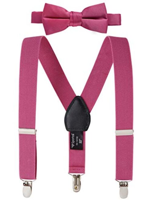 Suspenders for Kids Gift Set Wedding Tuxedo Genuine Leather Premium 1 Inch Suspender