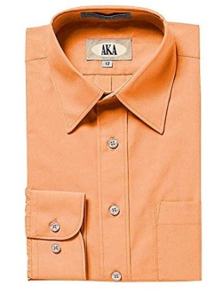 AKA Boys Solid Long Sleeve Dress Shirt - Back to School