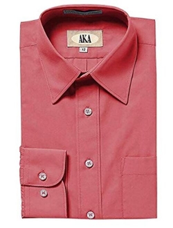 AKA Boys Solid Long Sleeve Dress Shirt - Back to School