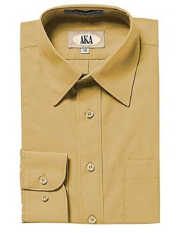 AKA Boys Solid Long Sleeve Dress Shirt - Back to School