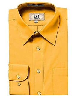 AKA Boys Solid Long Sleeve Dress Shirt - Back to School