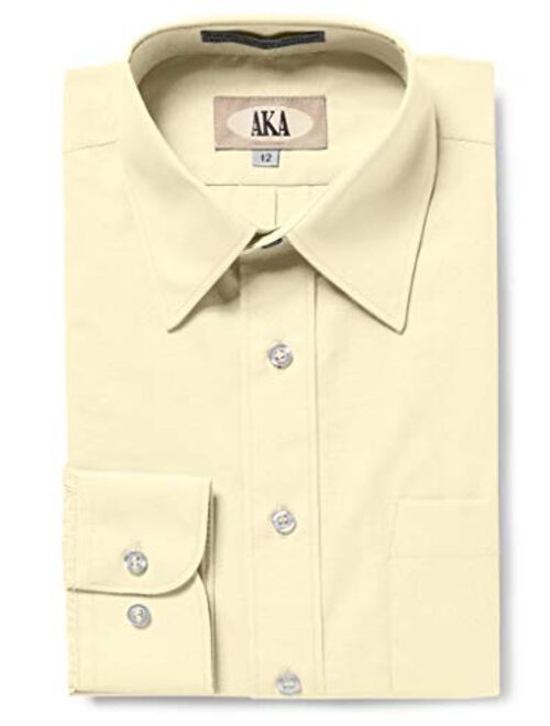 AKA Boys Solid Long Sleeve Dress Shirt - Back to School