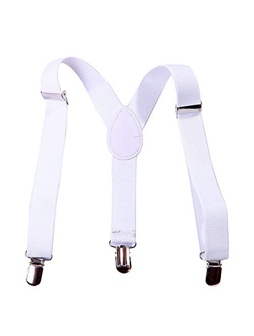 HDE Boys Solid Color Suspenders Kids Adjustable Elastic Y Back with Metal Clips