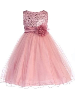 Big Girls Sequin Junior Bridesmaid Wedding Pageant Flower Girl Dress 4-20.5 USA