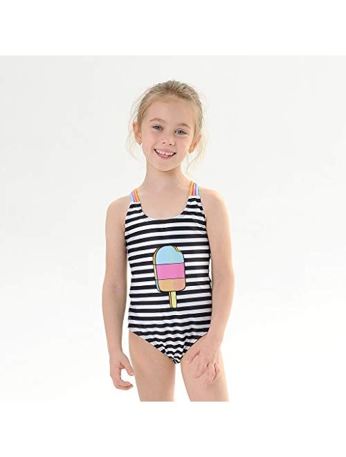 Anbaby Little Girl Cute Cartoon Pattern One Piece Swimsuit