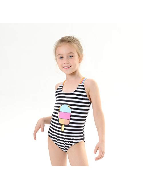 Anbaby Little Girl Cute Cartoon Pattern One Piece Swimsuit