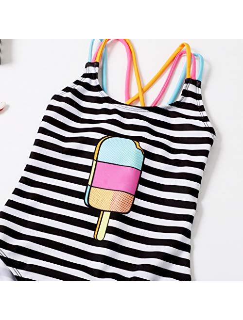 Anbaby Little Girl Cute Cartoon Pattern One Piece Swimsuit