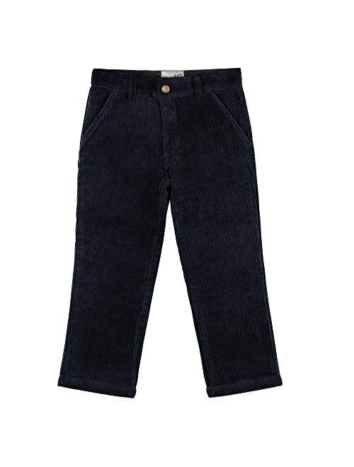 Buyless Fashion Boys Pants Flat Front Straight Cut Wide Corduroy Pattern