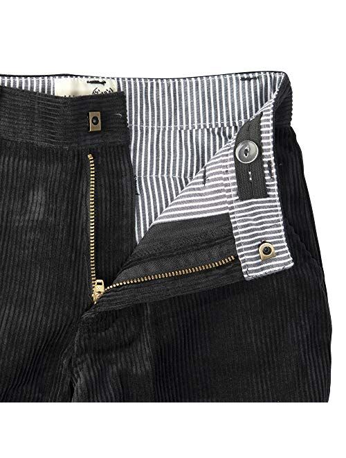 Buyless Fashion Boys Pants Flat Front Straight Cut Wide Corduroy Pattern