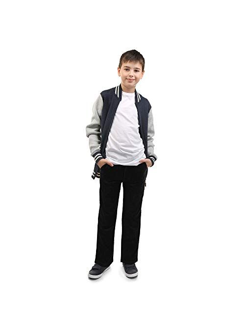 Buyless Fashion Boys Pants Flat Front Straight Cut Wide Corduroy Pattern