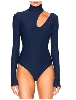 May&Maya Women's Sleek Turtleneck Cutout Shoulder Bodysuit