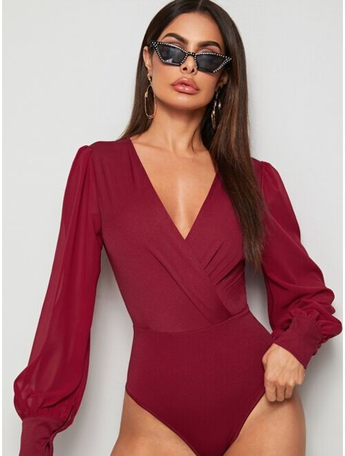 Shein Surplice Front Lantern Sleeve Bodysuit