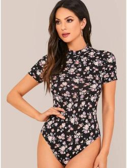 Mock Neck Floral Bodysuit