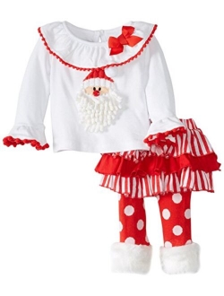 Mud Pie Baby Girls' Santa Skirt Set with Dot Legging