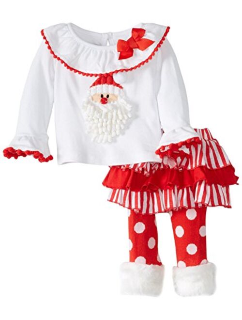 Mud Pie Baby Girls' Santa Skirt Set with Dot Legging