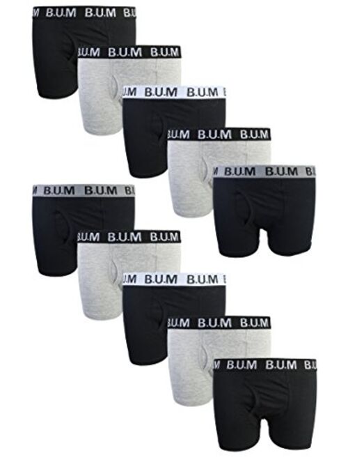 B.U.M. Equipment Boys 10 Pack Solid Boxer Briefs Underwear