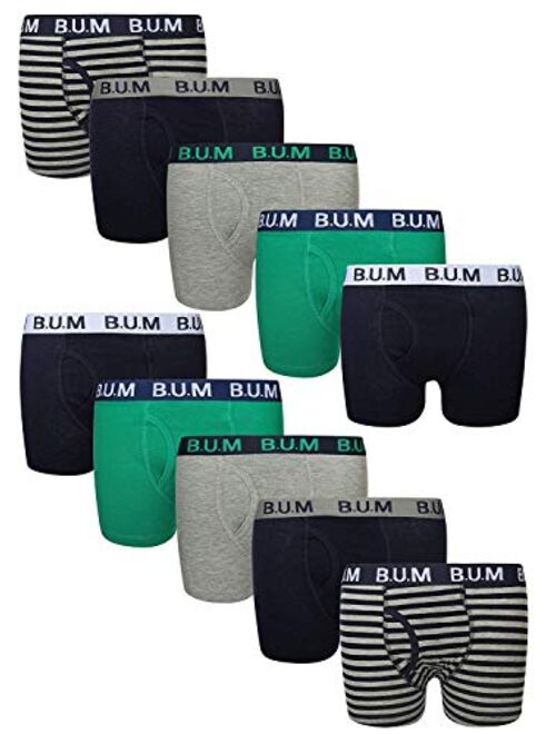 B.U.M. Equipment Boys 10 Pack Solid Boxer Briefs Underwear