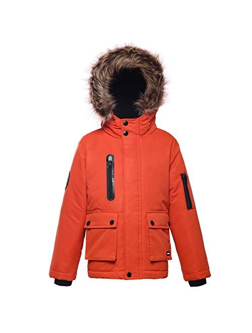 Rokka&Rolla Boys' Water-Resistant Hooded Heavy Padded Winter Coat Lined Thickened Insulated Parka Anorak Puffer Jacket