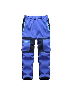 LANBAOSI Kids Boys Girls Waterproof Outdoor Hiking Pants Warm Fleece Lined