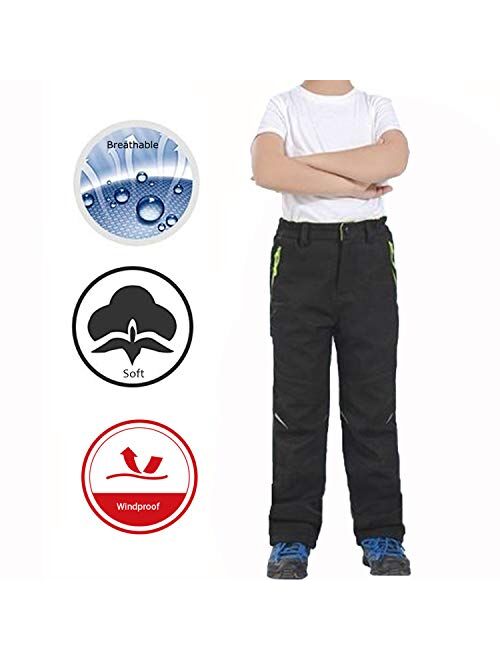 LANBAOSI Kids Boys Girls Waterproof Outdoor Hiking Pants Warm Fleece Lined